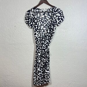 LOFT Wrap Mini Dress Medium Animal Leopard Print Belted Surplice Office Career‎